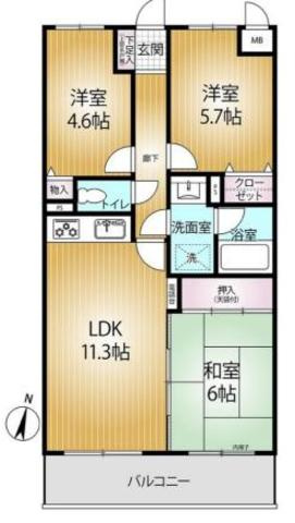 ライオンズマンション若葉第2の間取り