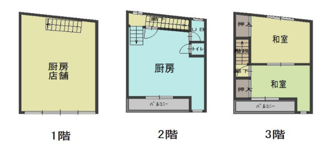 大阪市北区本庄東２丁目の住宅付店舗一部の間取り