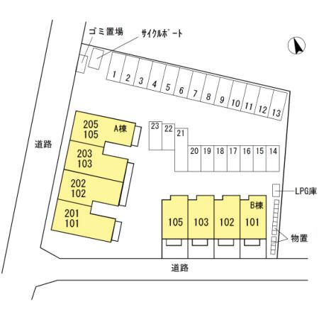 テラスハウス上竹　Aの区画図