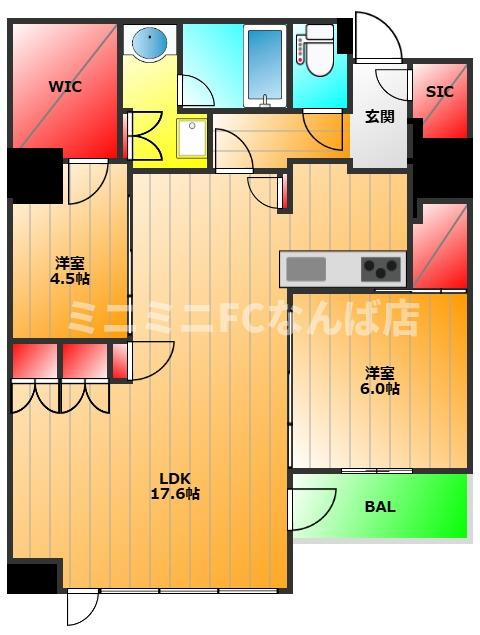 プレミストタワー靱本町の間取り|現状有姿　収納力あるクローゼット！