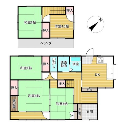 栃木市平井町中古戸建の間取り