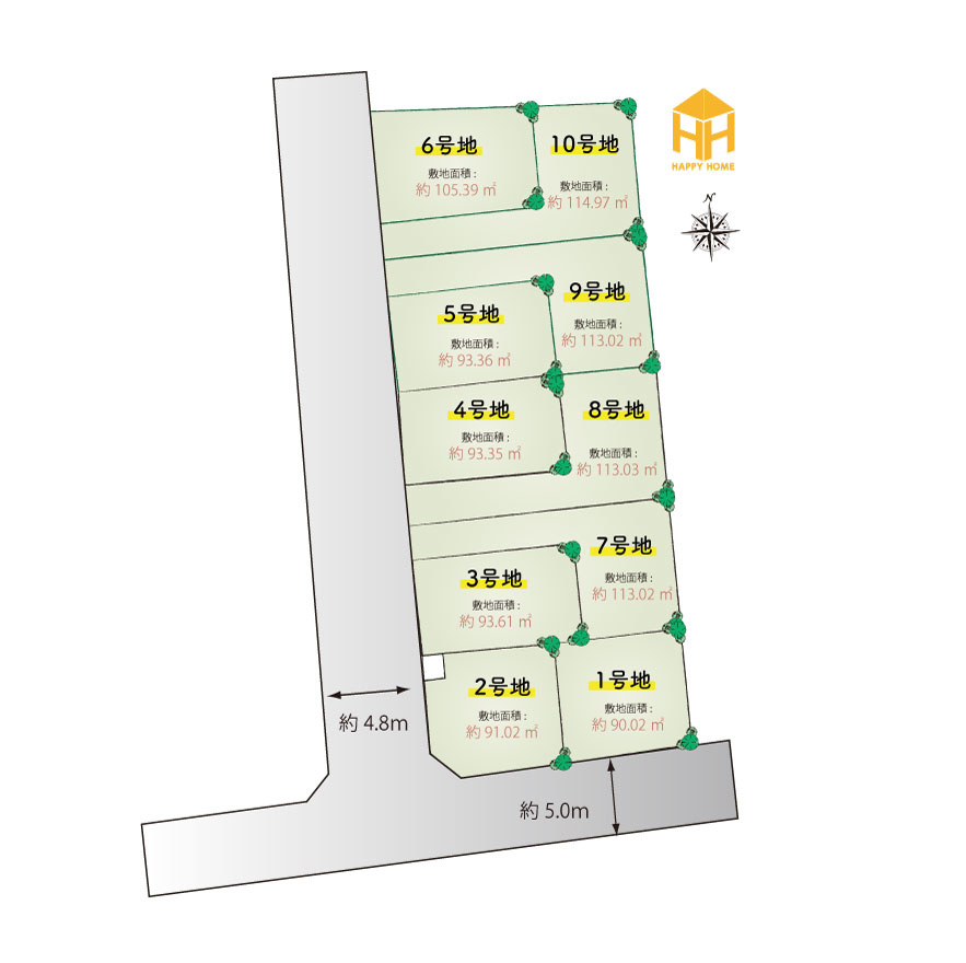 摂津市新在家1丁目売り土地｜全10区画分譲予定の区画図|全10区画分譲地です。