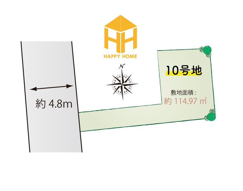 摂津市新在家1丁目売り土地｜全10区画分譲予定の土地図|敷地面積：114.97㎡
