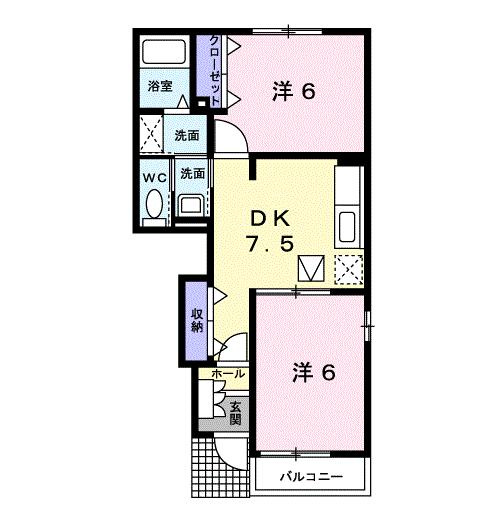 【間取り】 | ヴィラＳＨＩＭＩＺＵ　Ｂ