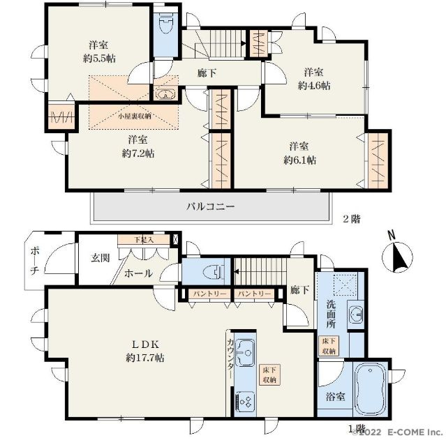 緑区二本松1丁目新築戸建て　7期の間取り|間取図「緑区二本松1丁目新築戸建て　7期」