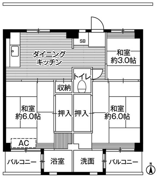 ビレッジハウス勝田4号棟の間取り