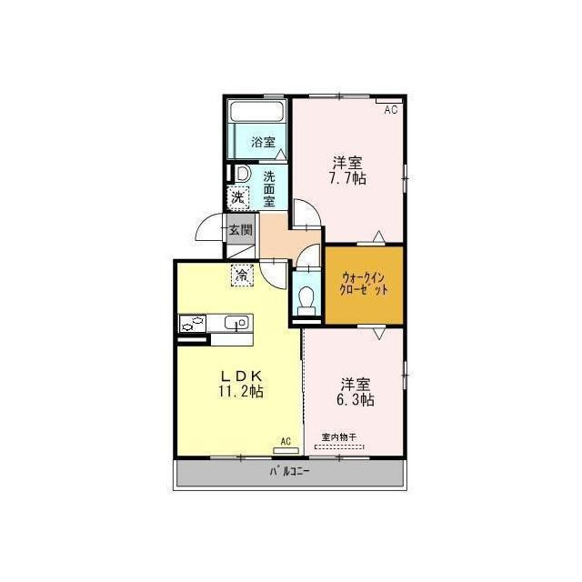 各務原市那加前洞新町３丁目のアパートの間取り