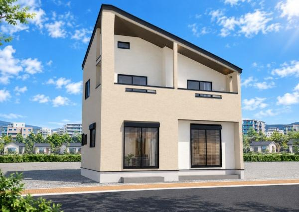 横浜市旭区上白根１丁目の新築一戸建の完成予想図|外観のイメージパースです。
スタイリッシュな外観で完成が楽しみです。