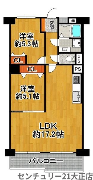南朝潮コーポ壱号棟の間取り