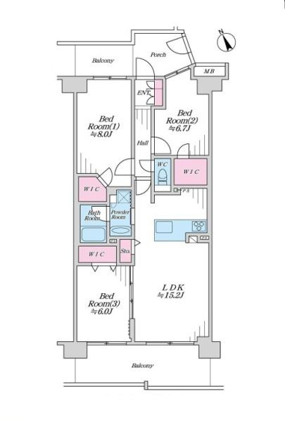 港北ニュータウンイオ７番館の間取り