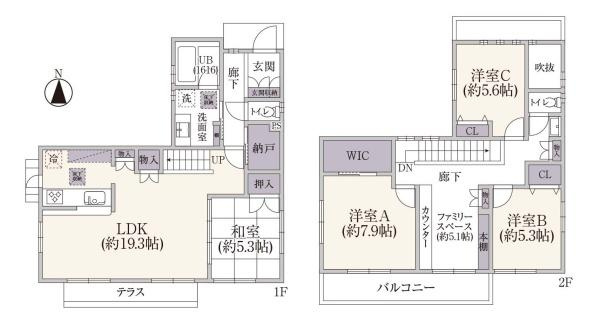 横浜市青葉区奈良５丁目の中古一戸建の間取り