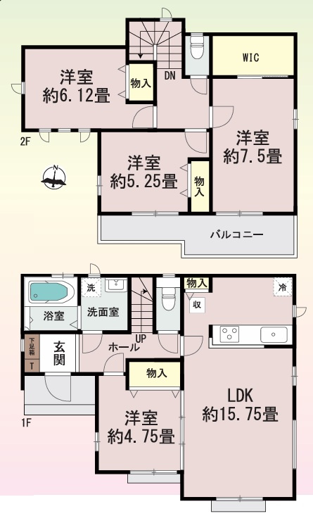 住宅性能評価取得物件　大久保町八木　新築6区画　A号棟の間取り