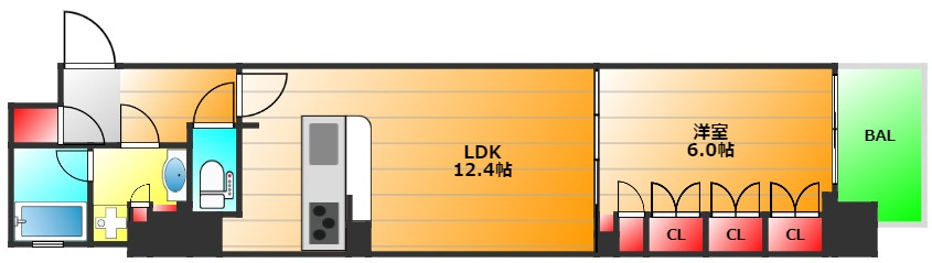アーバネックス心斎橋Ⅰの間取り|現状有姿