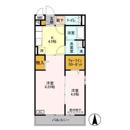 プランドール幸房　弐番館　仲介手数料（賃料の1.10ヵ月）の50％OFF対象物件！の間取り