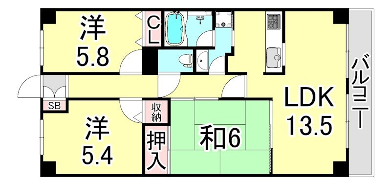 シェルプール壱番館の間取り