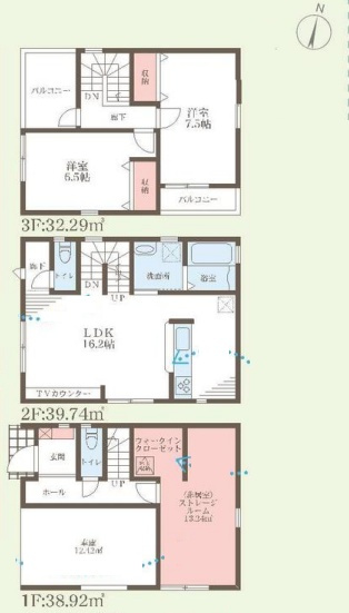 神戸市東灘区魚崎南町　新築一戸建ての間取り|1号地