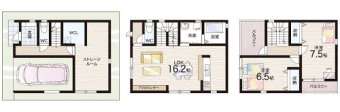 神戸市東灘区魚崎南町　新築一戸建ての間取り|1号地