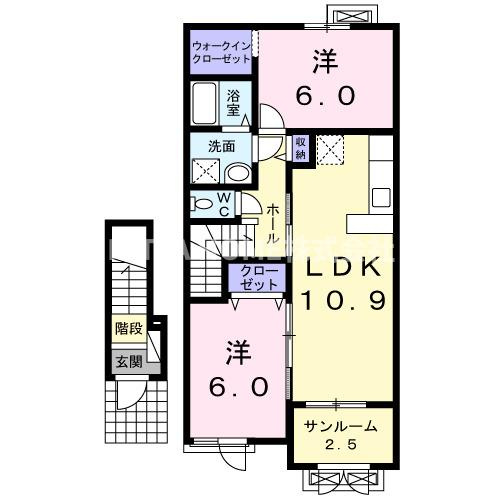 朝来市和田山町市御堂のアパートの間取り