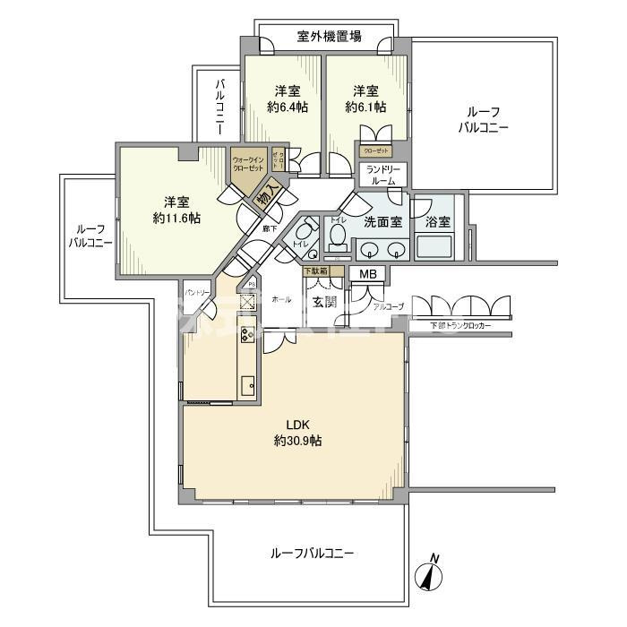 千代田区六番町の賃貸マンションの間取り
