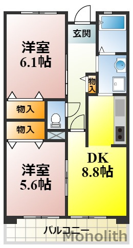 サンヴァリエ津久野6号棟の間取り