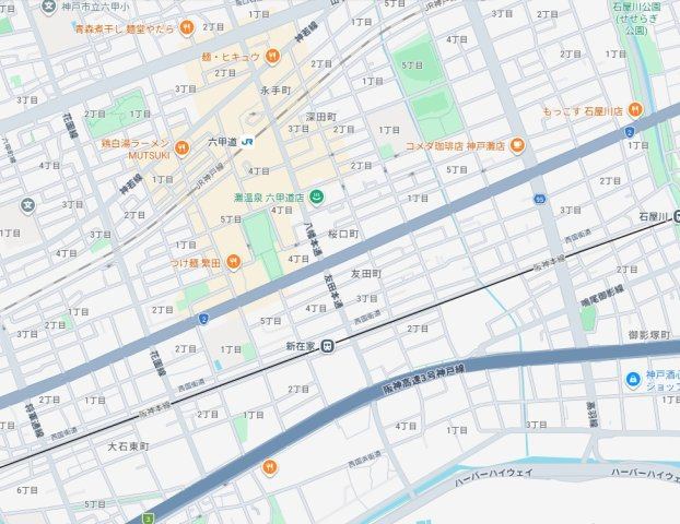 神戸市灘区友田町　新築一戸建ての地図