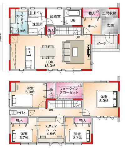 さいたま市西区島根　売地の参考プラン|プラン建物間取り4LDK　プラン建物価格2898万円　プラン建物面積121.73㎡