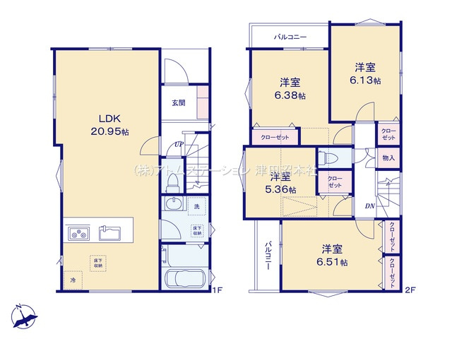 【間取り】 | アトムセレクト船橋市三山512　1棟1号棟
