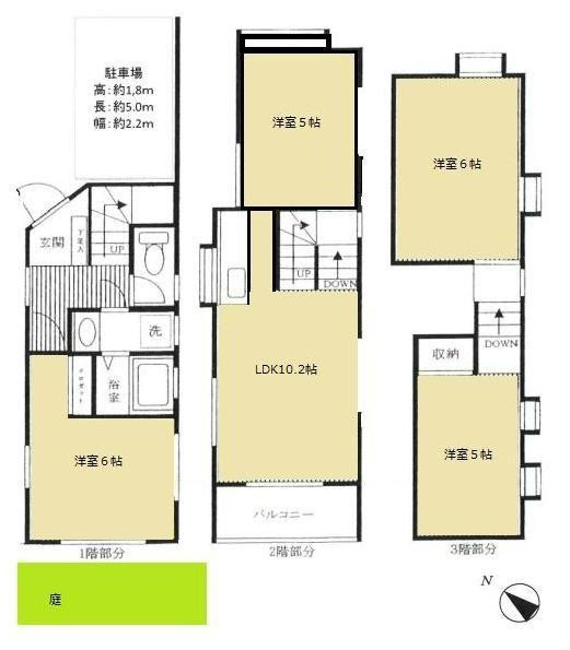 世田谷区船橋４丁目の一戸建ての間取り