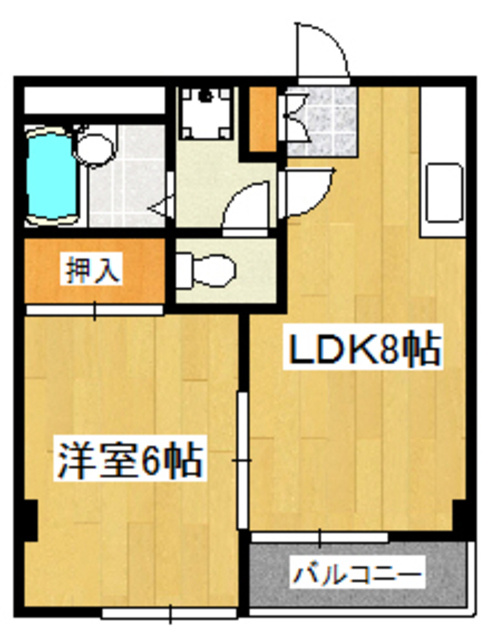 ハイツセイザンの間取り|人気の1ＬＤＫです。