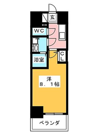 名古屋市中区新栄２丁目の賃貸マンションの間取り