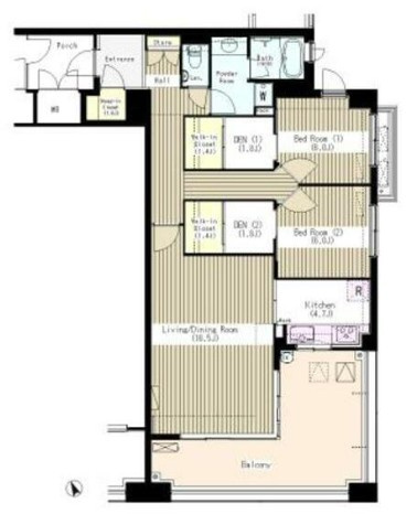 文京区春日２丁目の賃貸マンションの間取り