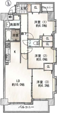 ダイアパレス八広花水木通りトリニティの間取り