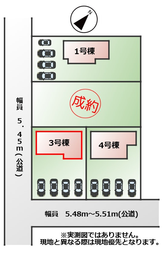 いろどりアイタウン那須塩原市東三島3丁目26-P1の区画図|【全3棟】各号棟の詳細については、お気軽にお問い合わせください♪