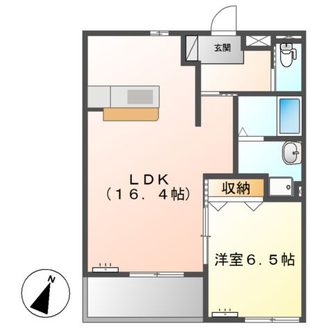 レジデンスヒルズ　サウスコートの間取り|1LDKです