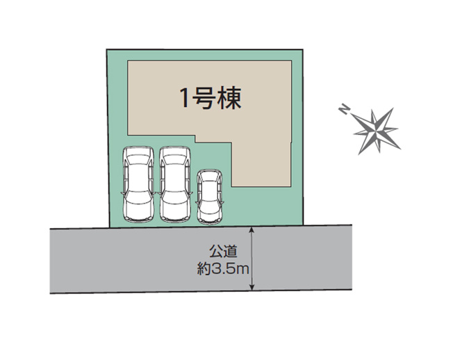 【区画図】 | 川越市寺尾 新築一戸建住宅　限定1棟　(ふじみ野店) | ゆとりある敷地に、住まいとカースペースをバランスよく配置。暮らしやすさを考えた1棟プランです。

