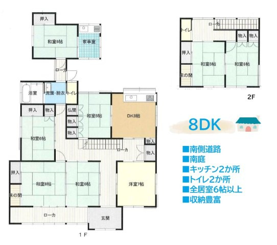 伊勢原市日向　中古戸建　101.29坪　の間取り|＼伝統的な古民家／キッチン２か所で２世帯住居としても利用できます♪
自分好みにDIYも楽しめますよ☆彡
