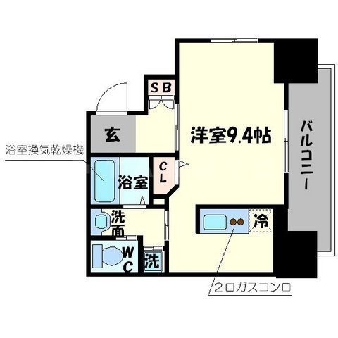 プレサンス心斎橋ラヴィの間取り|プレサンス心斎橋ラヴィ　開放感ある間取り