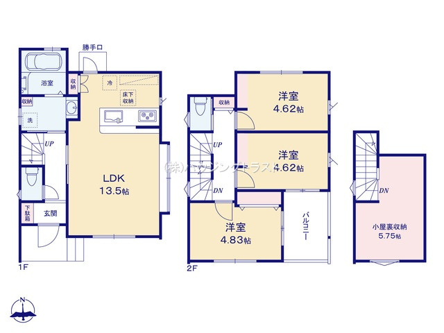 仲介手数料無料　所沢市北中３丁目　新築戸建の間取り