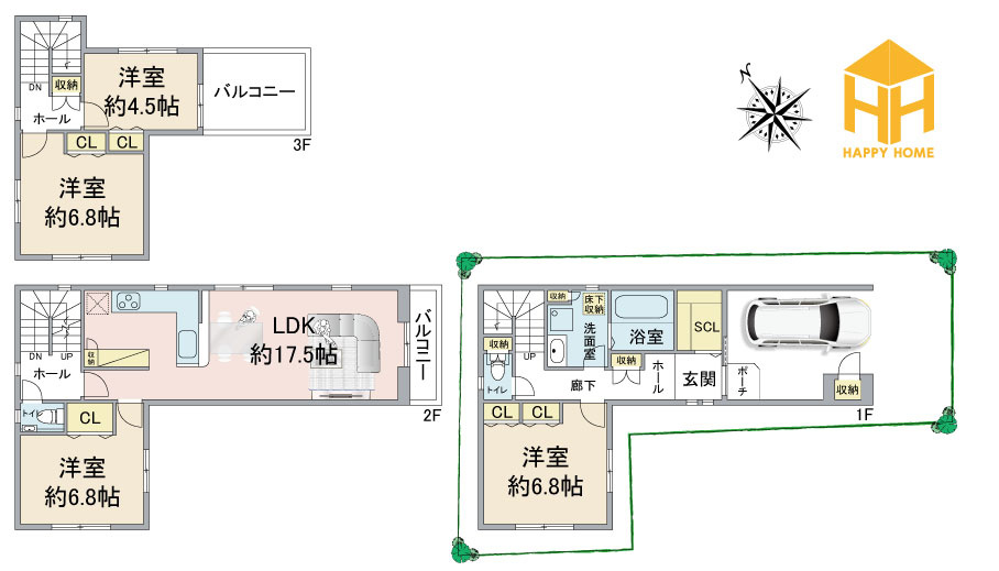 西宮市今津久寿川町新築一戸建て│4LDK+駐車1台可の間取り|※現況と図面が異なる場合現況を優先いたします。