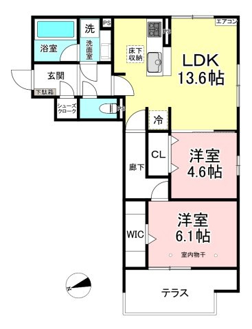 【間取り】 | 【新築】フォレ　アベニール | カップルさんやファミリーさんにもオススメの2LDKタイプ！全室洋室でお掃除もラクラク♪なんと言っても角部屋なのが嬉しい♪