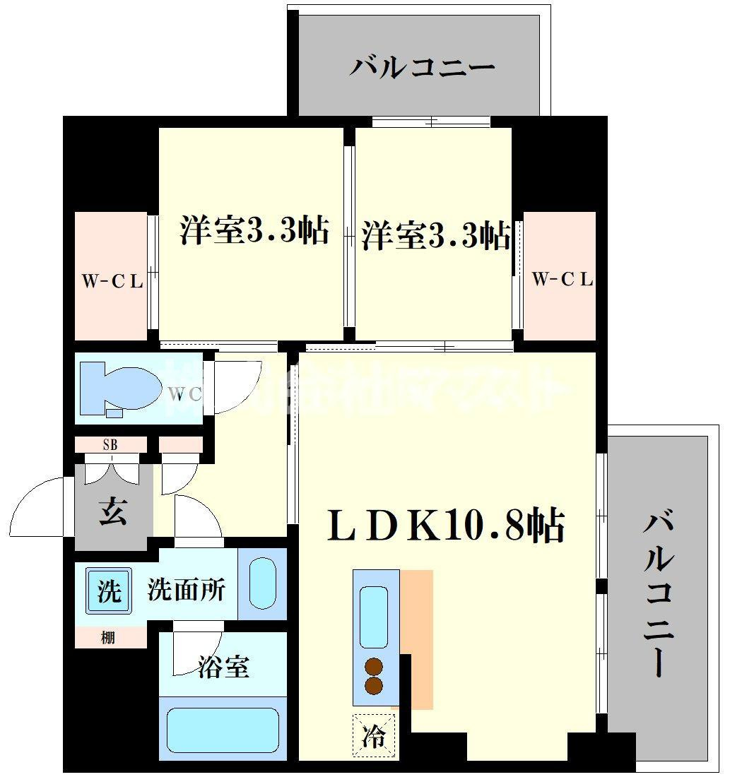 セレニテフラン難波の間取り