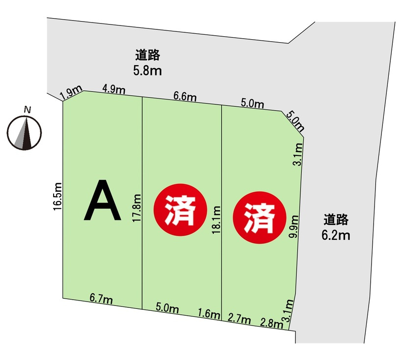 笠松町松栄町Ⅱ分譲の区画図|最終１区画。駅近名鉄名古屋本線「笠松」駅まで徒歩7分
