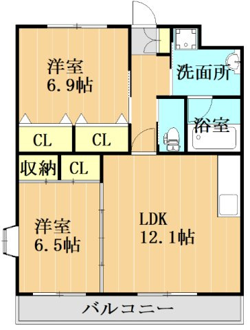 熊本市中央区八王寺町の賃貸マンションの間取り