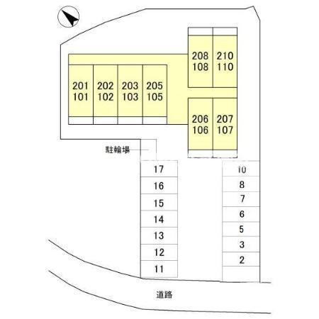 綾部市神宮寺町東谷のアパートの区画図