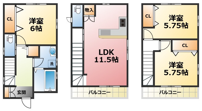今津山中町戸建の間取り