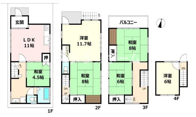 毛馬町1 中古戸建の間取り|6LDKの物件です