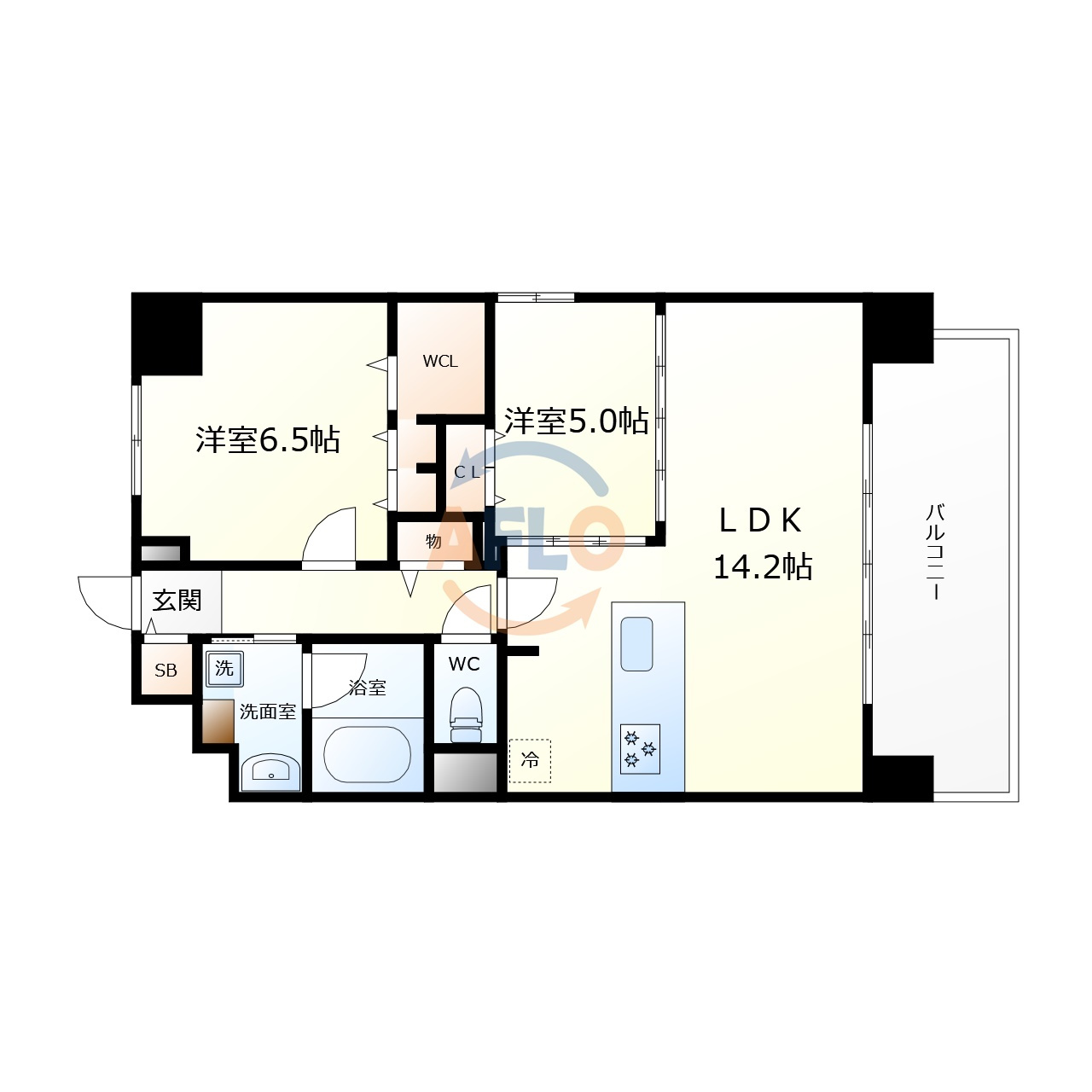 グランヴィラッセ北梅田　豊崎小学校区の間取り|グランヴィラッセ北梅田　開放感のある間取り