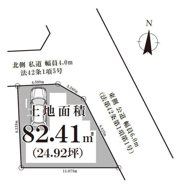 練馬区高松3丁目　生活快適エリア　開放的な角地の限定1棟の区画図