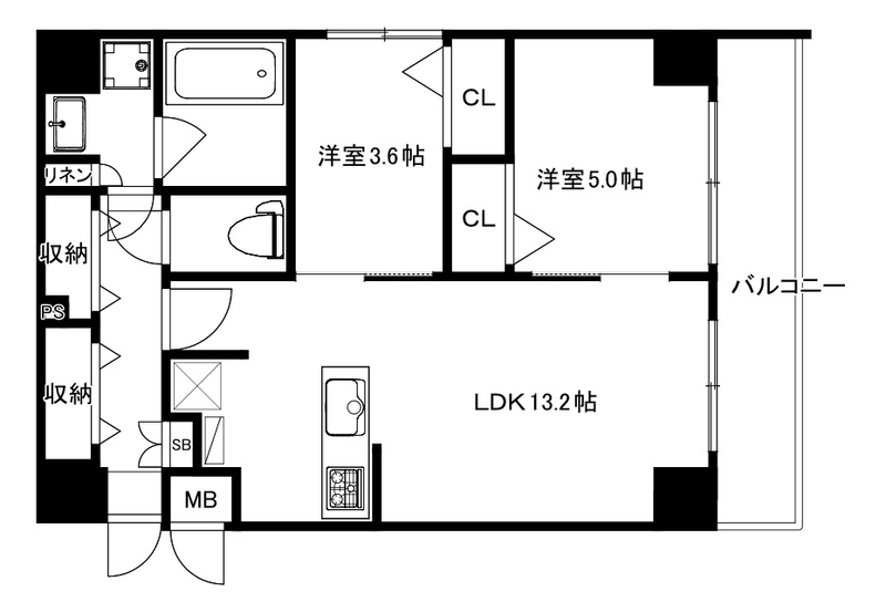 モダンパラッツォ箱崎graceの間取り|使いやすい間取りです。