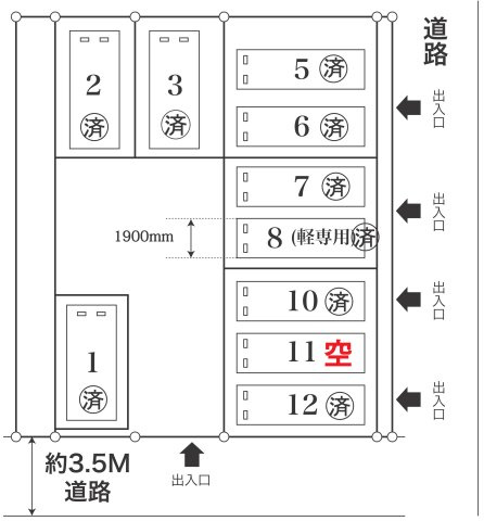 北川駐車場の区画図